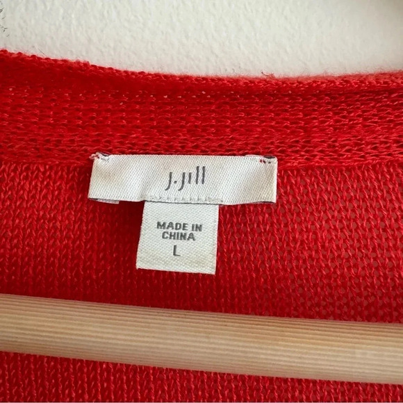 J Jill Large Coral Linen Blend Cardigan Knit Single Button Lightweight - Picture 3 of 7